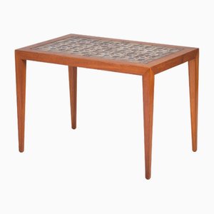 Teak Coffee Table with Royal Copenhagen Tile Top by Severin Hansen for Haslev, Denmark, 1960s