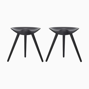 Set of Black Beech Stools by Lassen