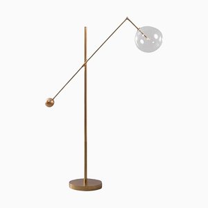 Milan 1 Arm Brass Floor Lamp by Schwung