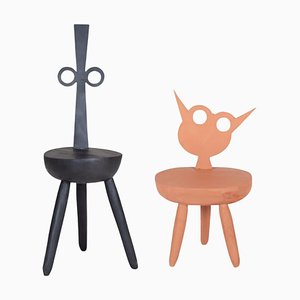 Rose Flora and Black Gomez Chairs by Pulpo, Set of 2