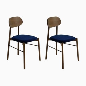 Chaises Bokken Rembourrées Caneletto Blue par Colé Italia, Set de 2, Set de 2