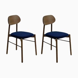 Set of 2, Bokken Upholstered Chairs Caneletto Blue by Colé Italia, Set of 2