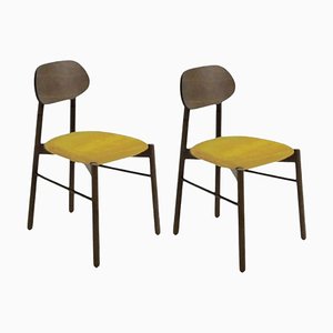 Set of 2, Bokken Upholstered Chairs Caneletto Yellow by Colé Italia, Set of 2