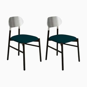 Bokken Upholstered Chair in Black & Silver, Blu by Colé Italia, Set of 2