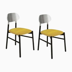 Bokken Upholstered Chairs in Black & Silver, Giallo by Colé Italia, Set of 2