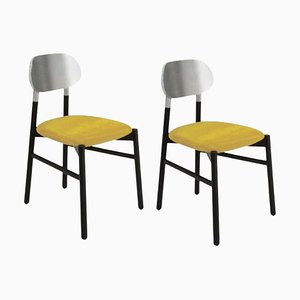 Set of Bokken Upholstered Chairs in Black & Silver, Giallo by Colé Italia