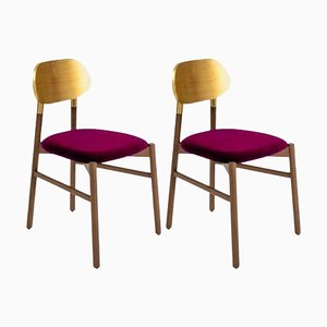 Set of Bokken Upholsted Chairs in Canaletto & Gold, Porpora by Colé Italia