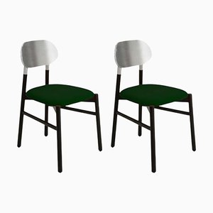 Bokken Upholstered Chairs in Black & Silver Smeraldo by Colé Italia, Set of 2