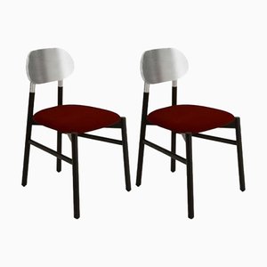 Bokken Upholstered Chairs in Black & Silver Rosso by Colé Italia, Set of 2