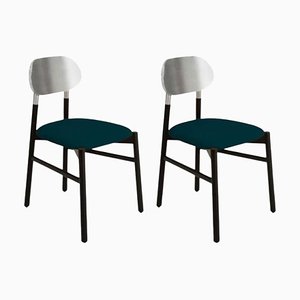 Bokken Upholstered Chairs in Black & Silver Ottanio by Colé Italia, Set of 2