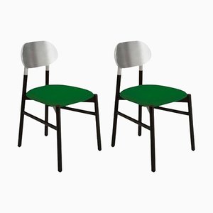 Bokken Upholstered Chairs in Black & Silver Menta by Colé Italia, Set of 2