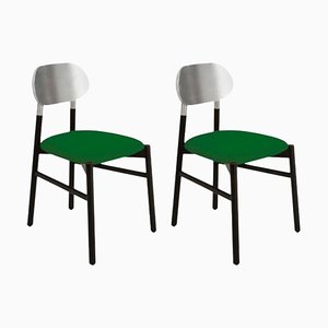 Set of Bokken Upholstered Chairs in Black & Silver Menta by Colé Italia