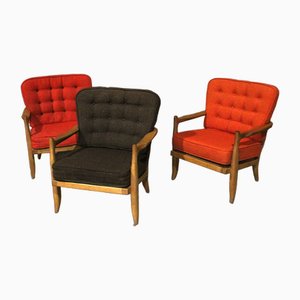 Armchairs Model José attributed to Guillerme Et Chambron, 1960s, Set of 3