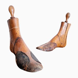 Forme per stivali antiche in legno, inizio XX secolo, set di 2
