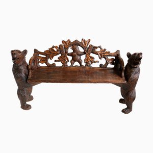 Antique Black Forest Hall Bench, 1890s