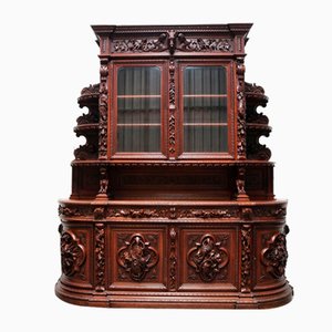 Mueble de caza francés grande de roble atribuido a Alexander Roux, década de 1870