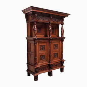 Mueble renacentista holandés grande del siglo XIX de nogal y roble, década de 1890