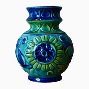 Bohemian Blue Green Vase from Bay Keramik, 1960s