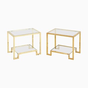 Brass Side Tables, 1970s, Set of 2