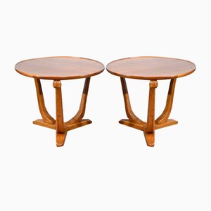 Petites Tables d'Appoint Art Déco en Noyer et Merisier attribuées à E. Arzani, 1930s, Set de 2