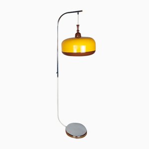 Mid-Century Stehlampe in Gelb & Braun