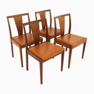 Skandinavische Teak & Skai Stühle, Schweden, 1960er, 4er Set