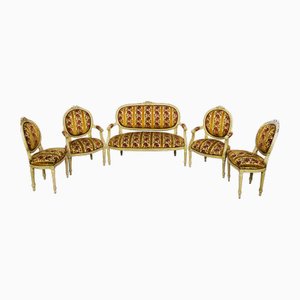 Louis XVI Lounge Set with Love Knot, France, Set of 5