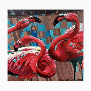 Rafal Gadowski, Flamingos 25, 2023, Toile & Huile