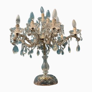 Lámpara de mesa Candelabro grande de cristal, años 60