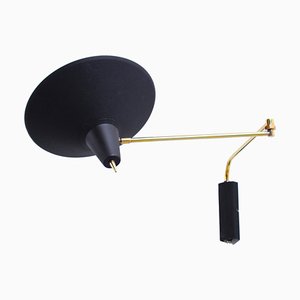 Black and Brass Paperclip Elbow Wall Lamp from Anvia, 1950s