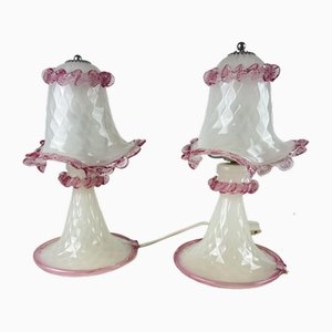 Murano Glass Bedside Lamps, Italy, 1980s, Set of 2