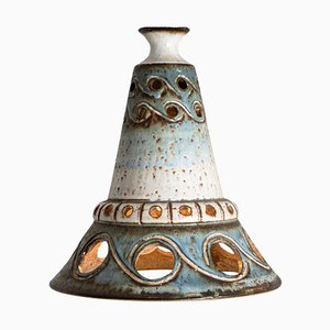 Lámpara colgante Cone Blue de cerámica, Dinamarca, años 70