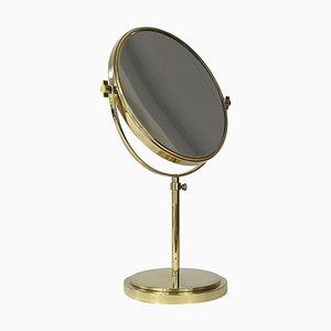Height Adjustable Double Sided Brass Table Mirror, Sweden, 1950s