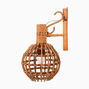 Vintage Wandlampe aus Rattan & Bambus von Louis Sognot, 1960er