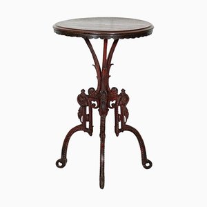 19th Century French Mahogany & Cast Iron Side Table, 1880s