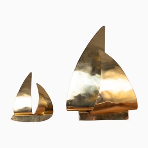 Golden Boat Ornaments, Set of 2