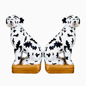 Vintage Ceramic Dalmatian Bookends, Set of 2