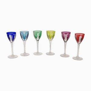 Bicchiere da vino bianco Art Déco in cristallo di Saint-Louis, XX secolo, set di 6