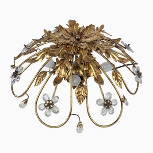 Gilt Iron & Glass Ceiling Light from Banci, Italy, 1980s
