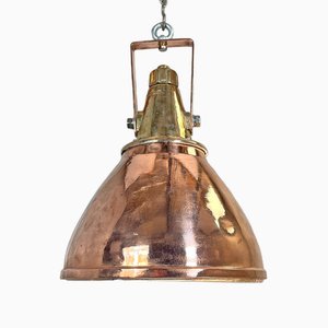 Large Copper & Brass Industrial Ceiling Pendant, 1970
