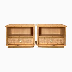 Tables de Chevet en Osier et Bambou de Dal Vera, 1970s, Set de 2