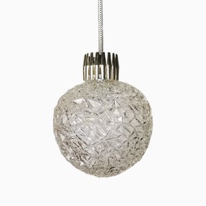 Portugiesische Mid-Century Hängelampe aus klarem Kristallglas, 1960er