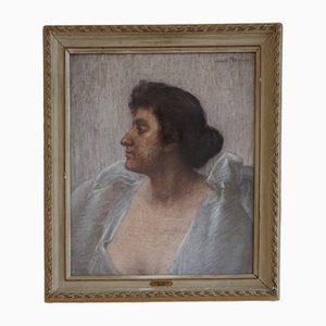 Louis Rheiner, Louis Rheiner, Portrait de l'actrice Eleonora Duse, Pastel sur Papier, Encadré, Années 1890, Pastel & Papier