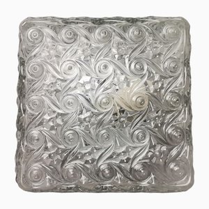 French Clear Swirl Glass Ceiling or Wall Flush Mount, 1960s