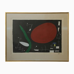 Joan Miro, Sun and Sparks, anni '60, Litografia a colori, Incorniciato