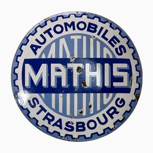 Cartel de automóviles Mathis esmaltado, Francia, años 30