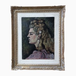 Emile-François Chambon, Young Blonde Woman, 1942, Oil on Canvas, Framed