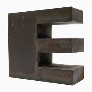Mid-Century Modern Patinated Copper Letter E, Germany, 1960s-1970s