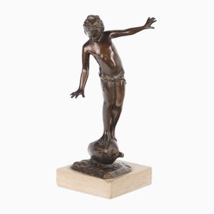 Bronze Balancing Figure on Marble Base by G. Parente