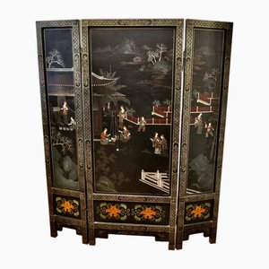 Small Japanese Lacquer and Painted Screen, 1950s